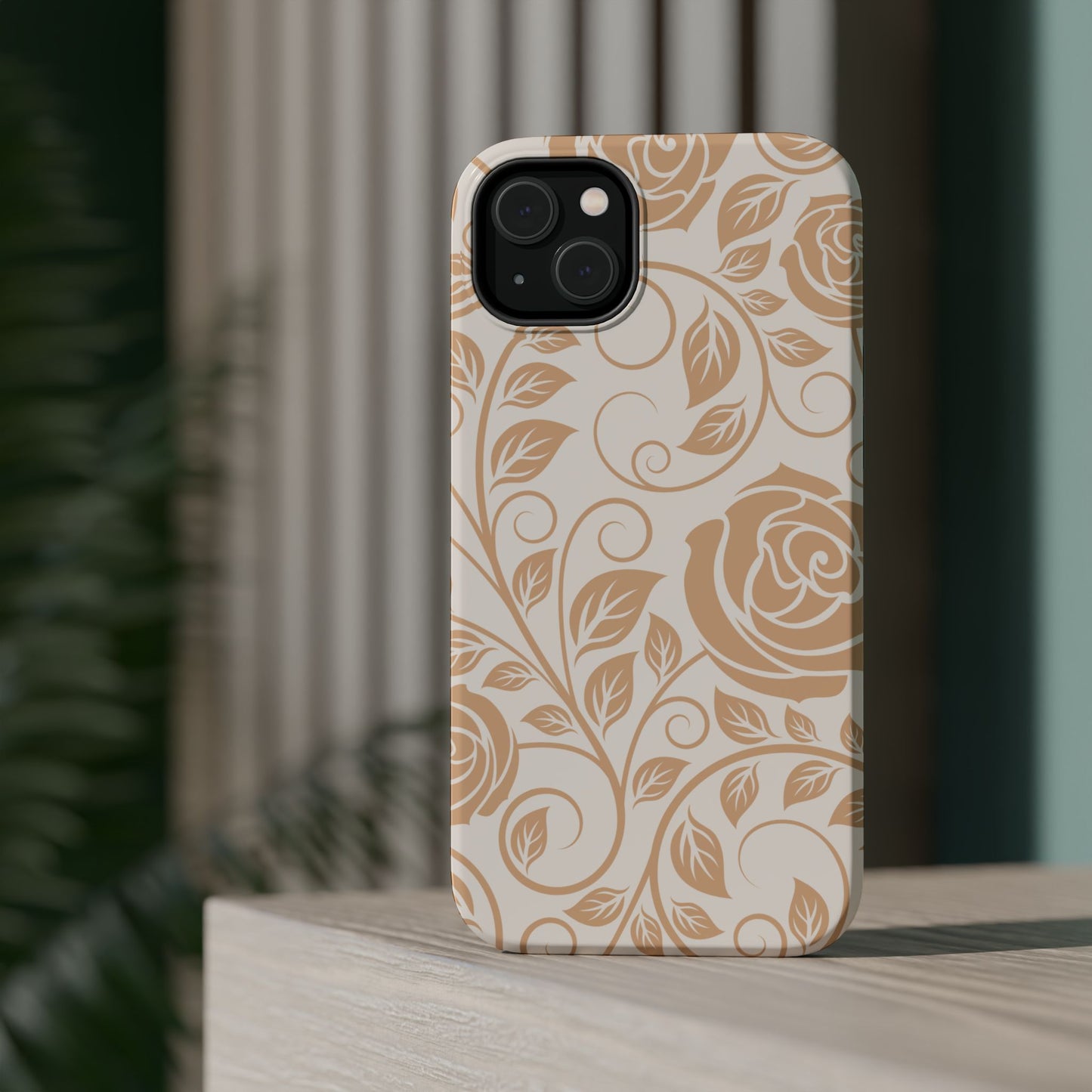 Vintage Rose Vine Tough MagSafe iPhone Case – Elegant Floral Pattern with Dual-Layer Protection