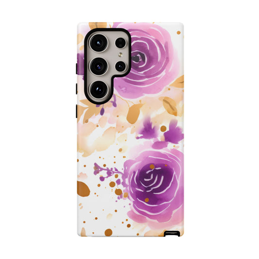 Soft Purple & Gold Floral Splash - Samsung Galaxy Series Case