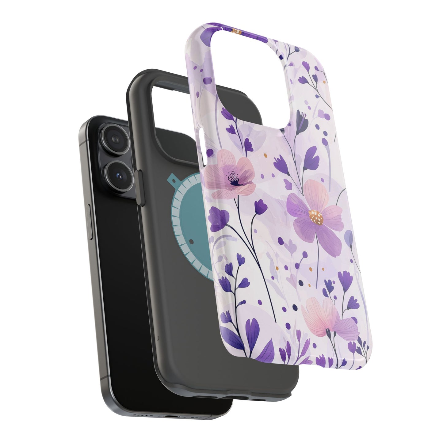 Purple Floral Bliss MagSafe iPhone Case – Delicate Blossom Design