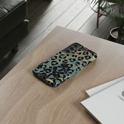 Moody Watercolor Leopard Print Tough Samsung Galaxy Case – Earthy Abstract Pattern with Dual-Layer Protection