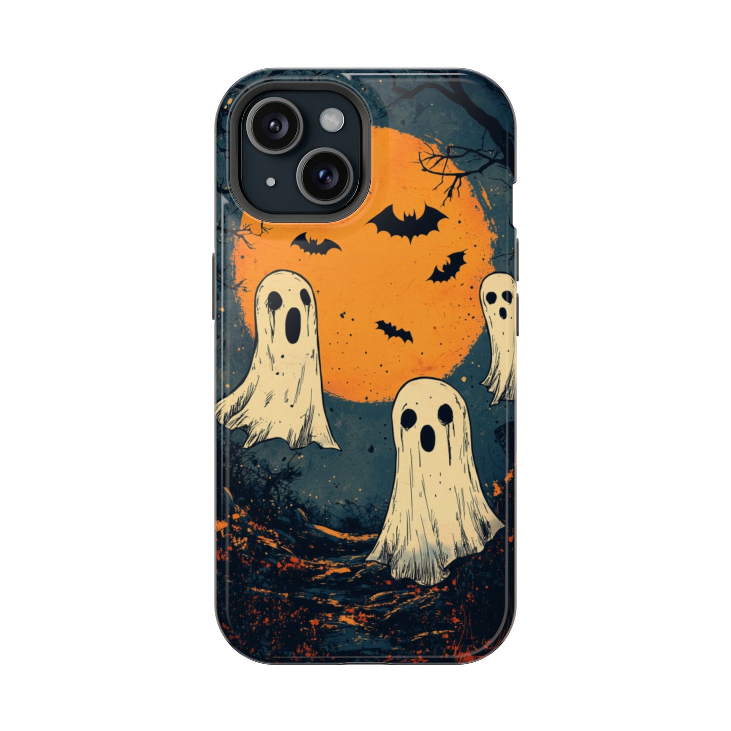 Haunted Ghosts & Full Moon MagSafe iPhone Case – Spooky Halloween Design