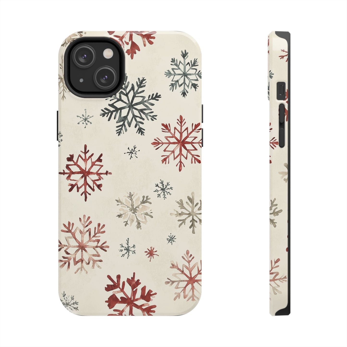 Vintage Red and Gray Snowflake Pattern – iPhone Series Case