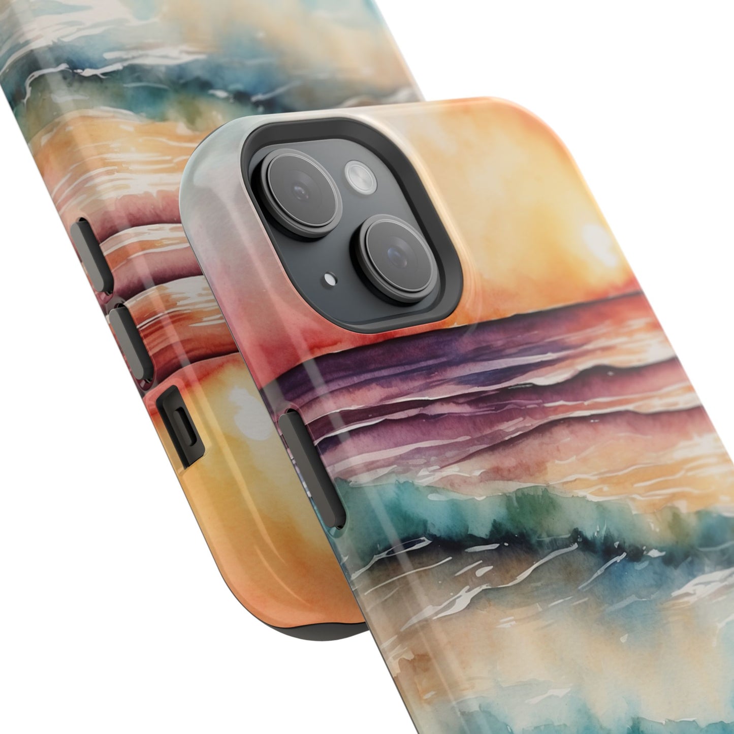 Sunset Waves MagSafe iPhone Case – Vibrant Watercolor Design