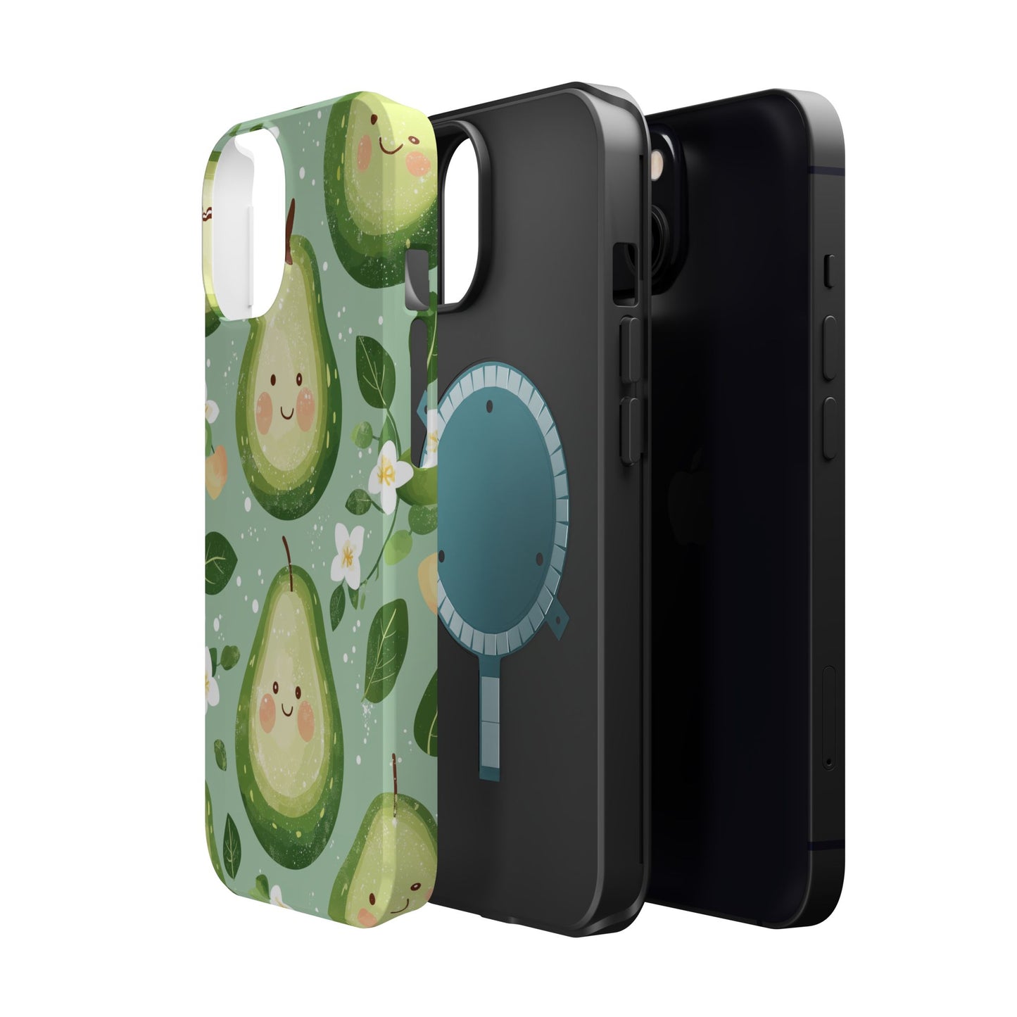 Smiling Avocados Tough MagSafe iPhone Case – Cute Avocado Design, Dual-Layer Protection