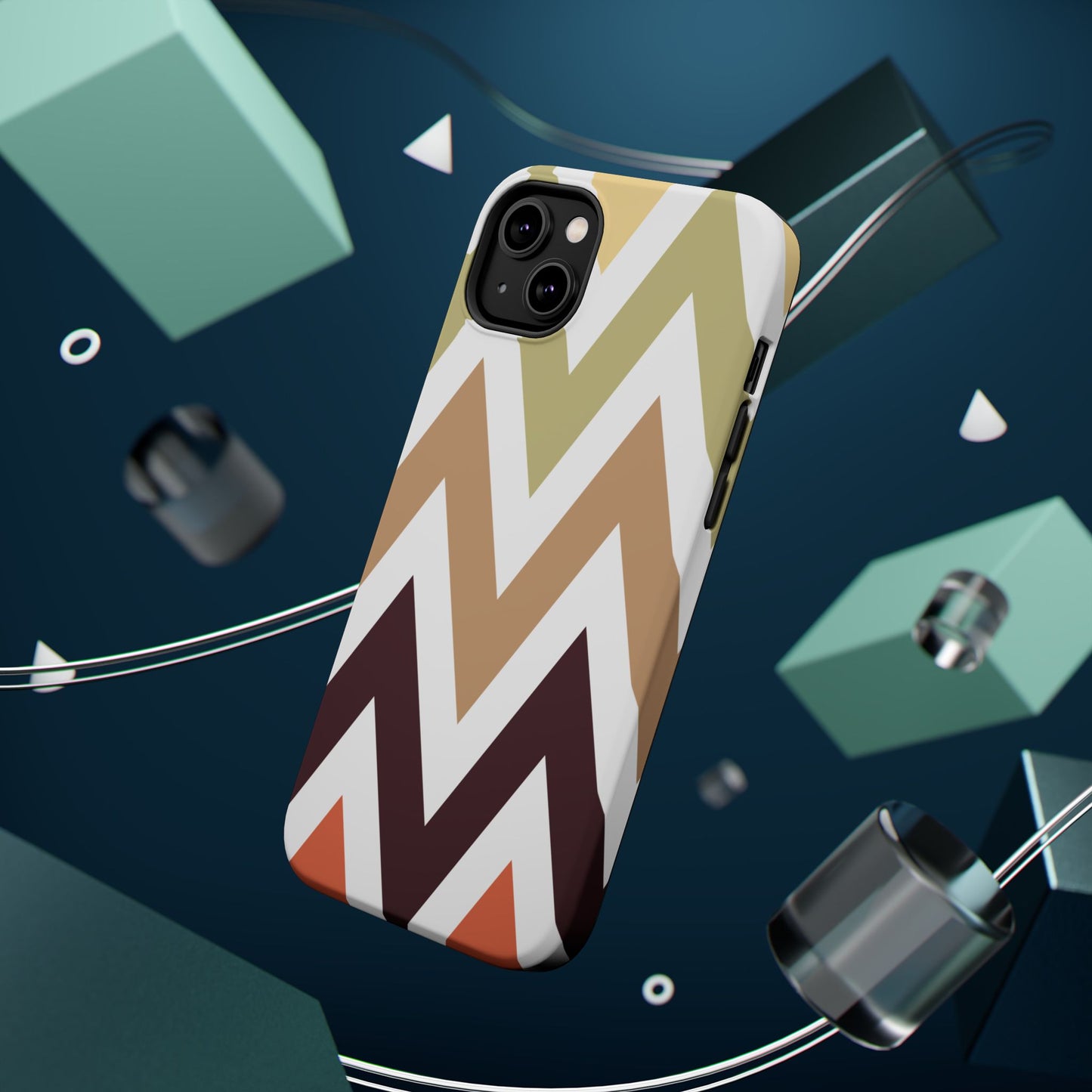 Earthy Chevron MagSafe iPhone Case – Boho-Inspired Design with Dual-Layer Protection