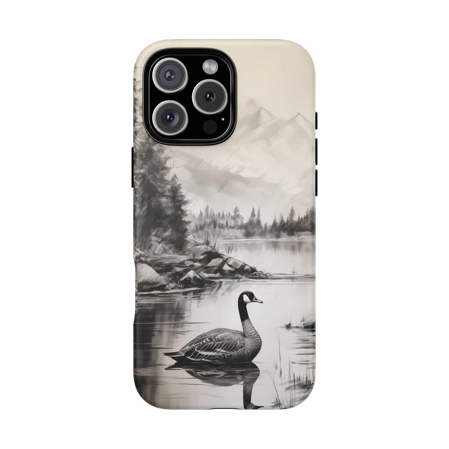 Canadian Goose Phone Case - Charcoal Sketch Design!