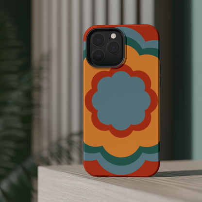 Retro Flower Power MagSafe iPhone Case – Bold 70s-Inspired Design with Dual-Layer Protection