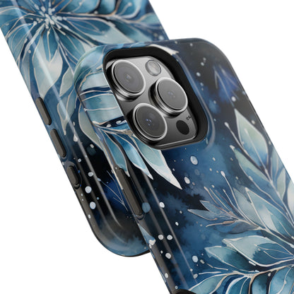 Winter’s Embrace – Blue Snowflake MagSafe iPhone Case