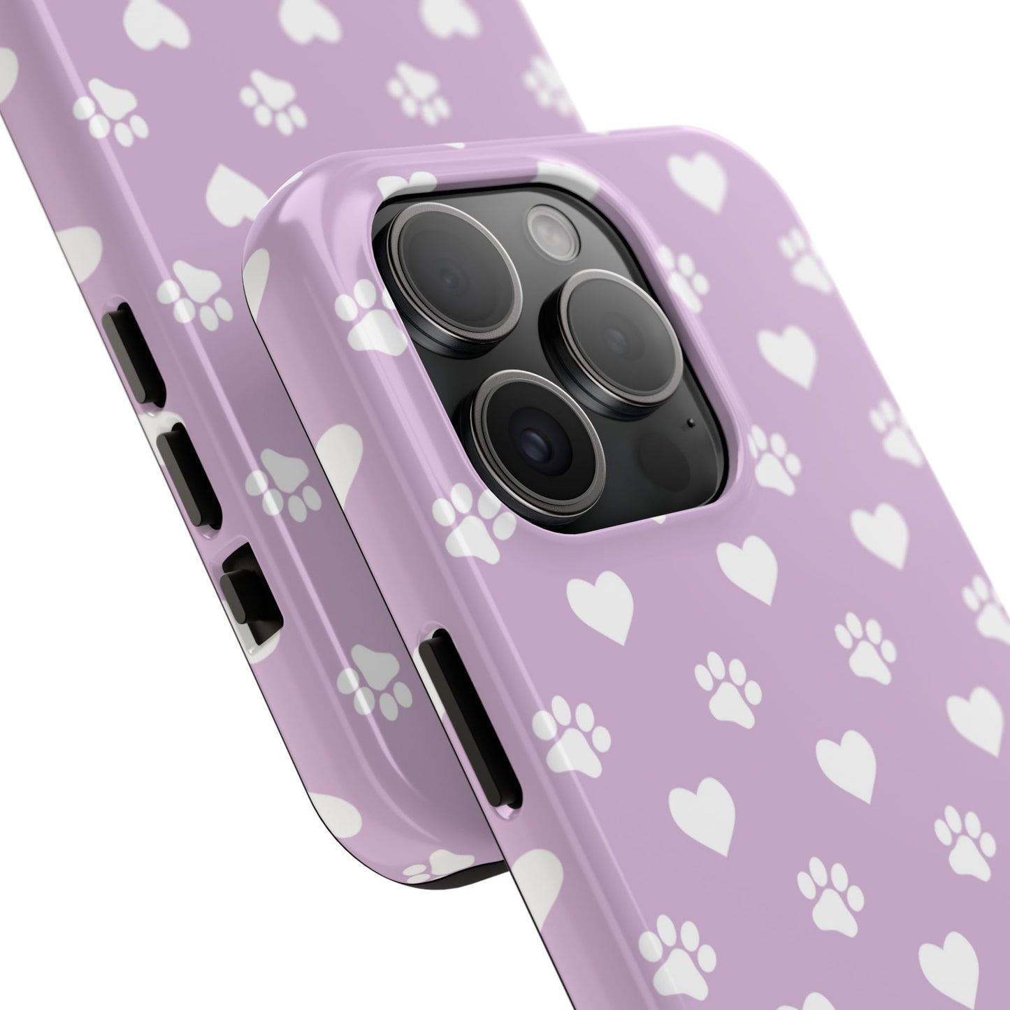 Purple Hearts & Paw Prints - Cute Pet Lover iPhone Case