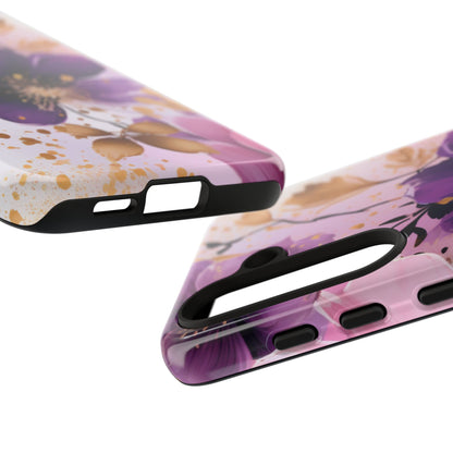 Elegant Purple & Gold Floral Samsung Galaxy Case - Luxe Flower Design