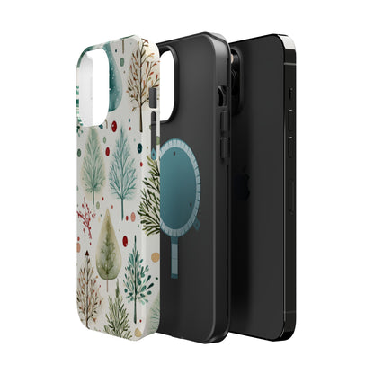 Watercolor Winter Trees MagSafe iPhone Case – Nature-Inspired, Holiday Theme Protective Cover