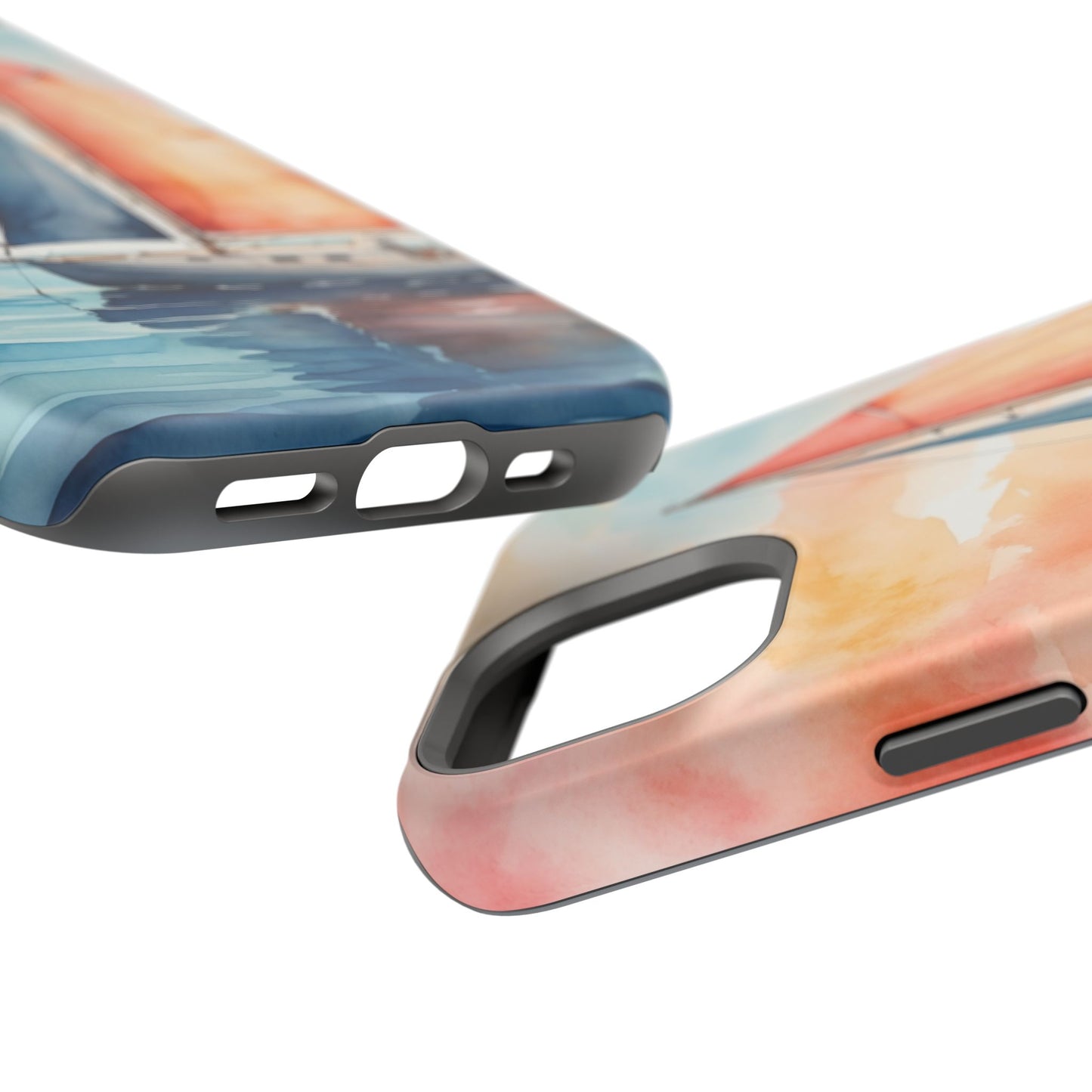 Sunset Sail MagSafe iPhone Case – Watercolor Sailboat and Sky Design