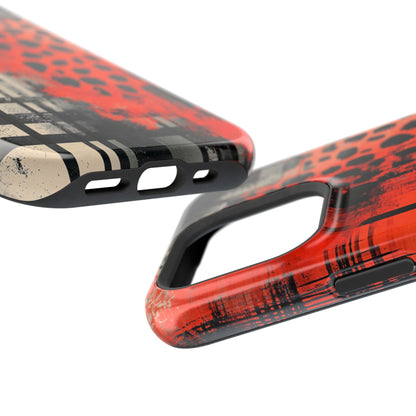 MagSafe iPhone Case: Cheetah Plaid – Red & Black Pattern