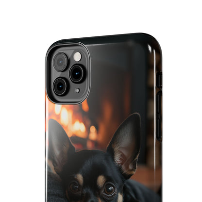 Cozy Chihuahua Fireplace iPhone Case – Warm and Stylish Design