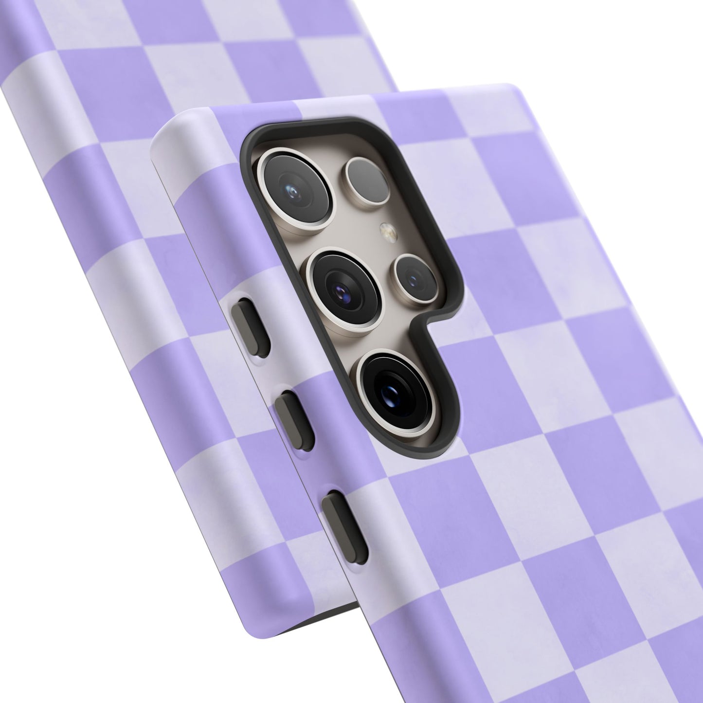 Lavender Checkerboard Samsung Galaxy Case – Shockproof, Smooth Matte Finish, Dual-Layer Design