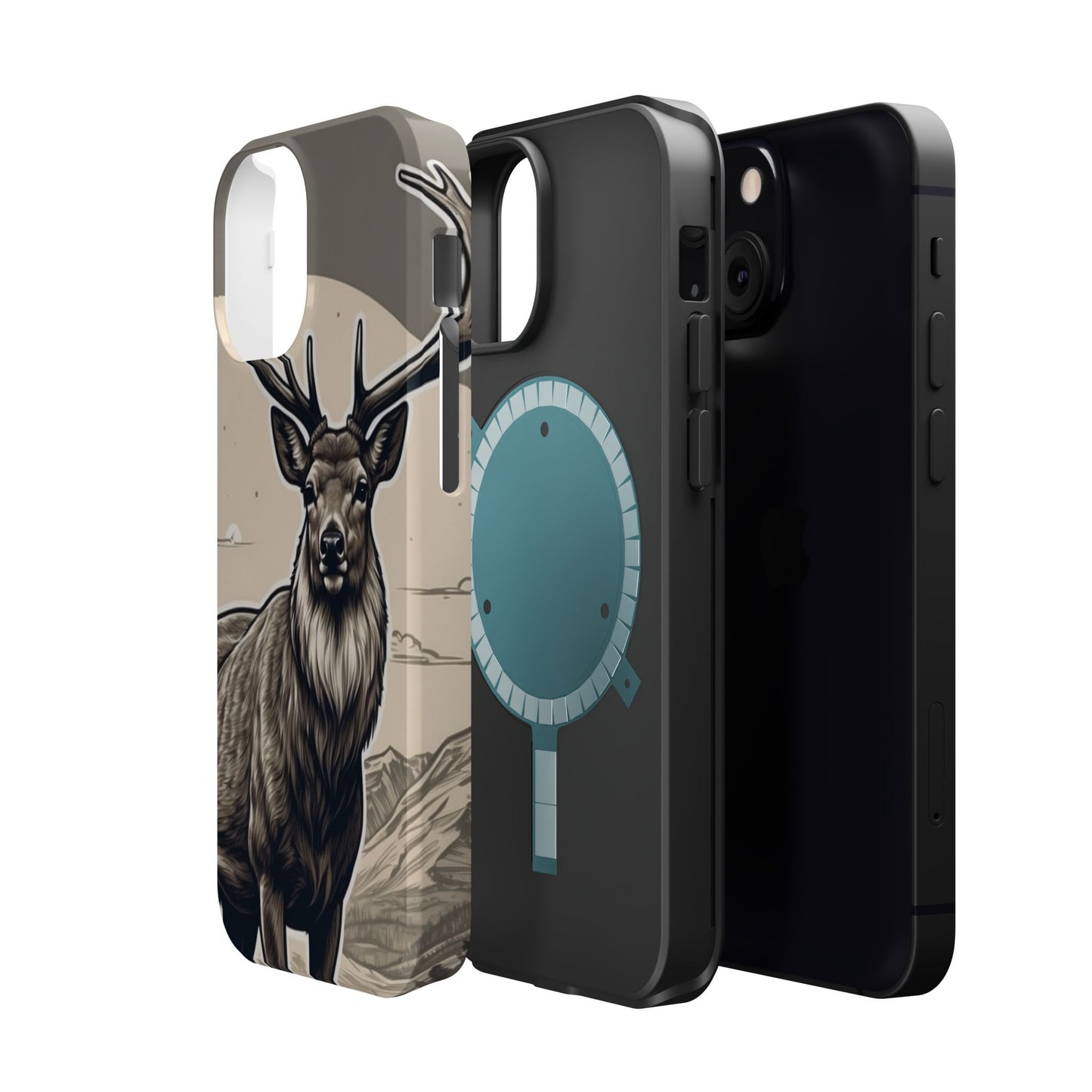 Monochrome Majesty – Regal Stag MagSafe iPhone Cases