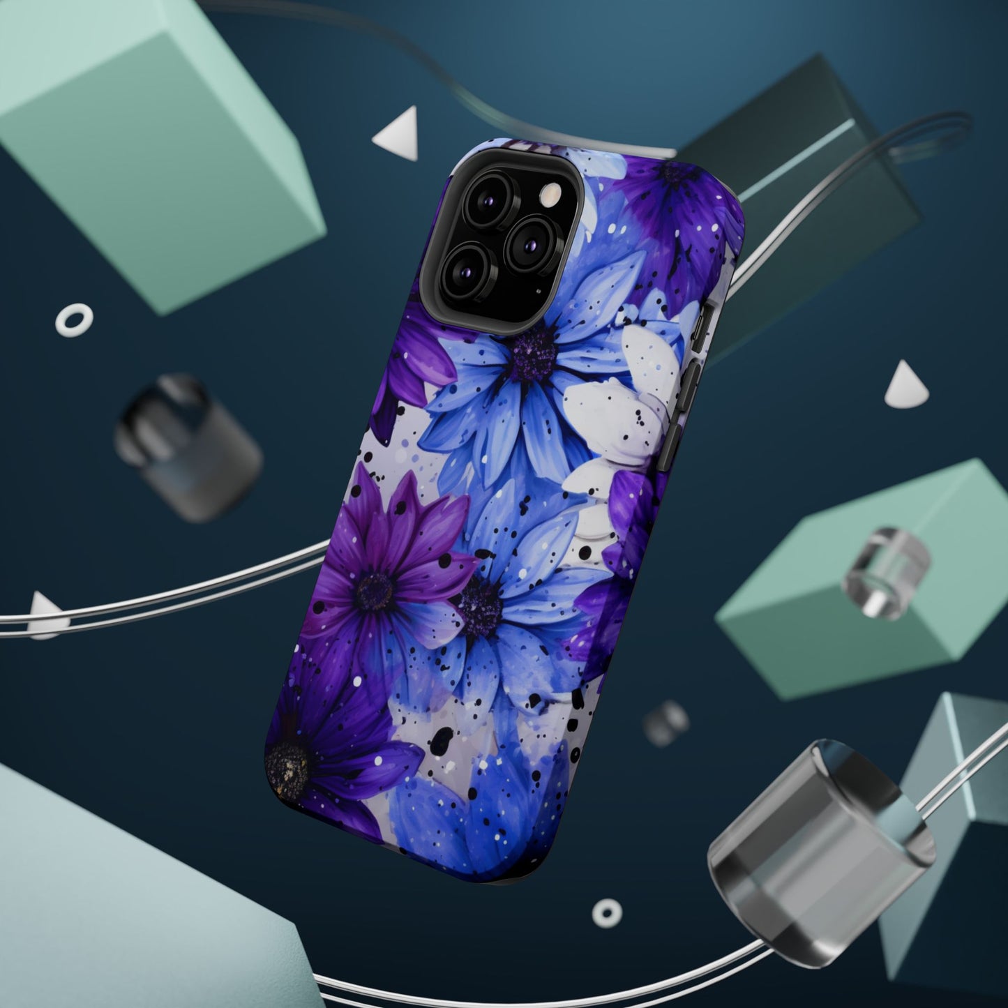 Vibrant Purple & Blue Floral Splash - MagSafe iPhone Series Case