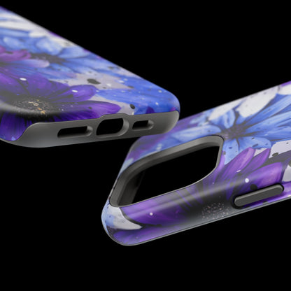 Vibrant Purple & Blue Floral Splash - MagSafe iPhone Series Case