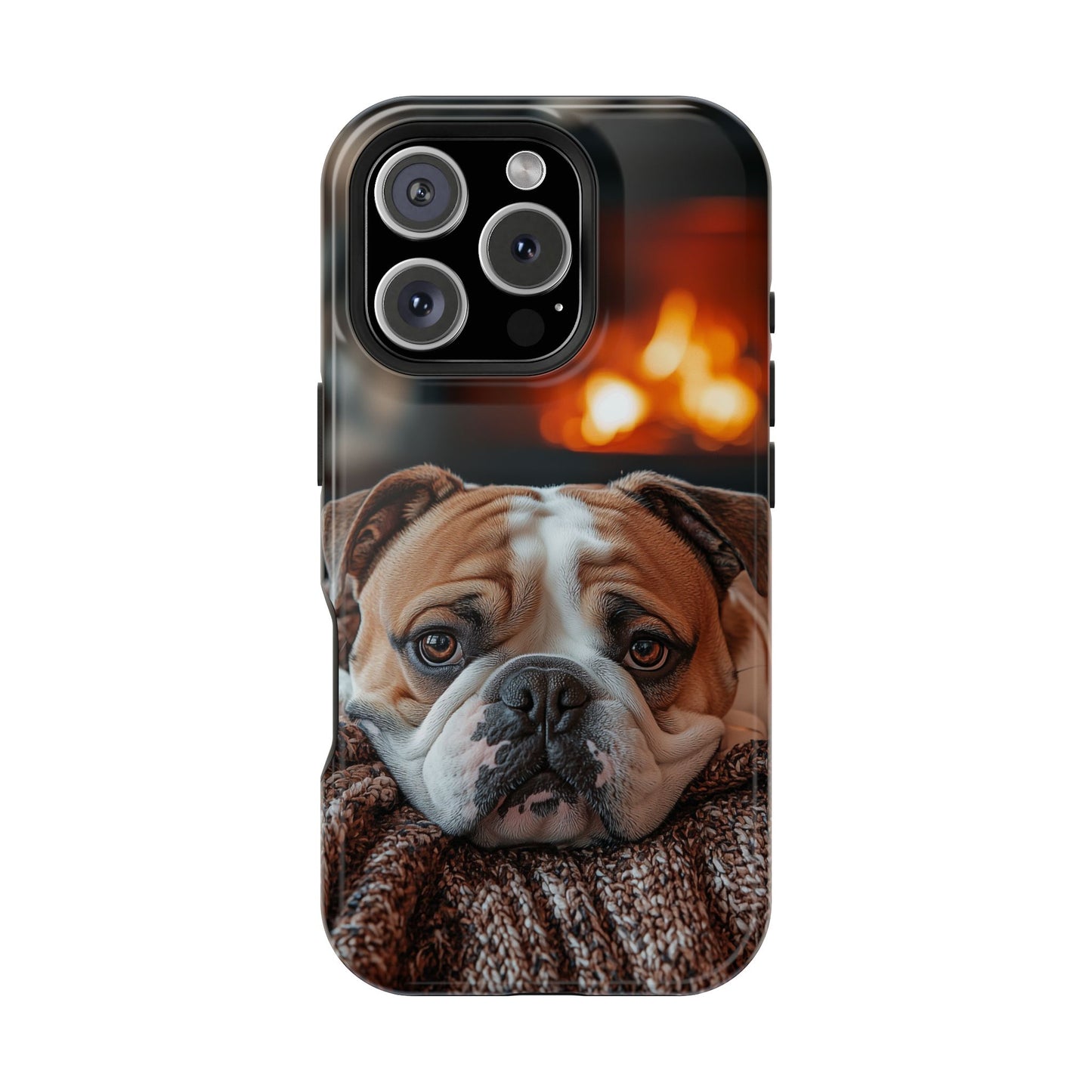 Cozy Bulldog MagSafe Case – Fireside-Inspired Protective Cover