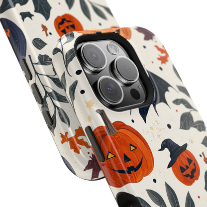 Spooky Halloween MagSafe iPhone Case – Pumpkins, Bats, and Spider Design