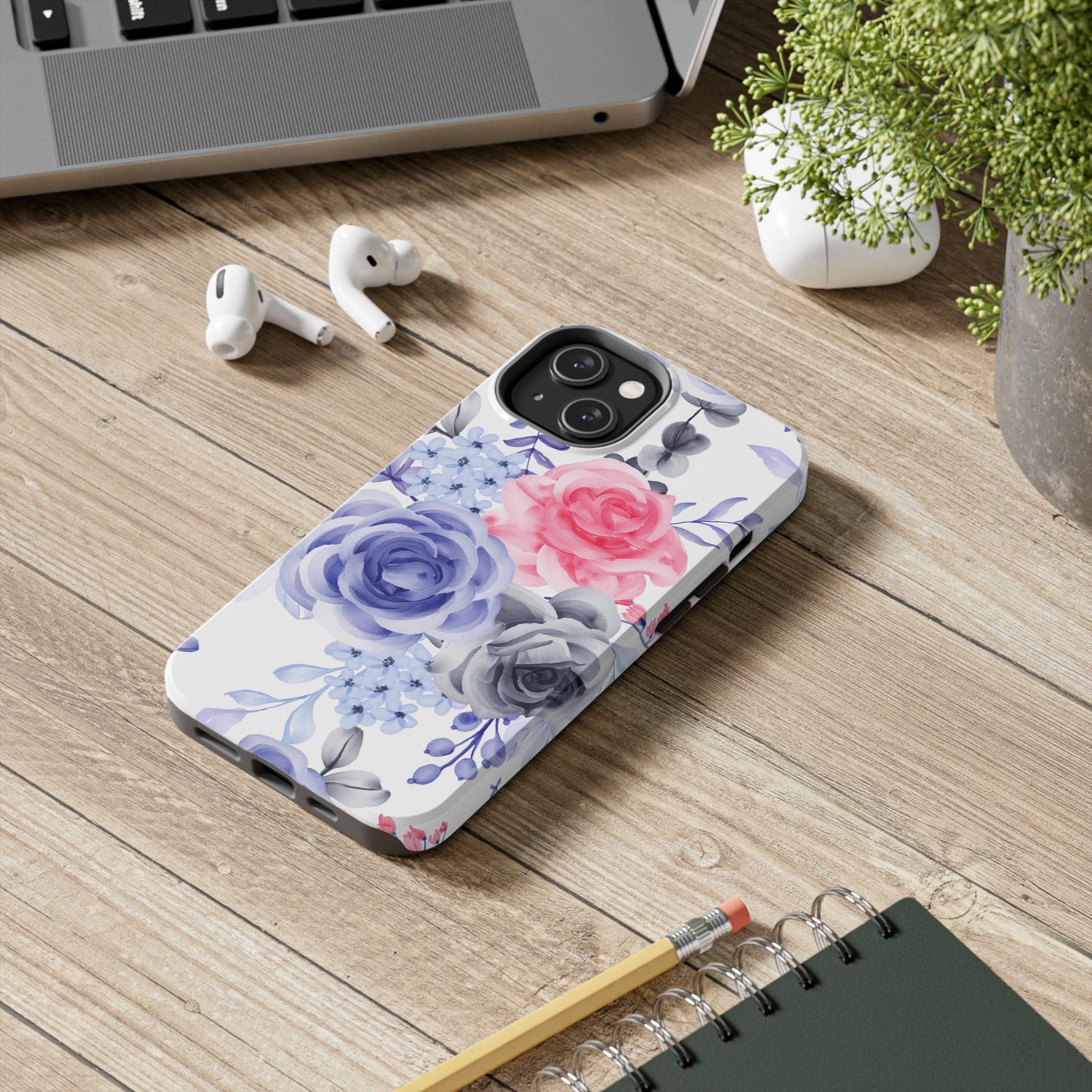 Elegant Blue Floral Watercolor Design – iPhone Case