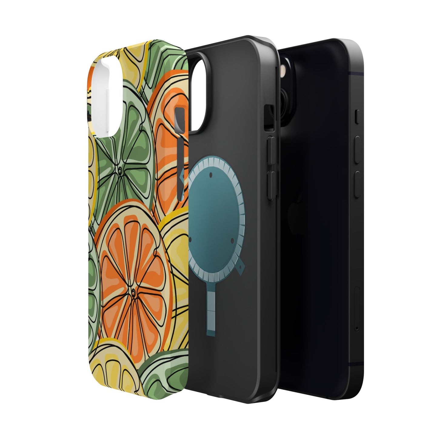 Citrus Zest Tough MagSafe iPhone Case – Bold Lime, Lemon, and Orange Design, Shockproof Protection