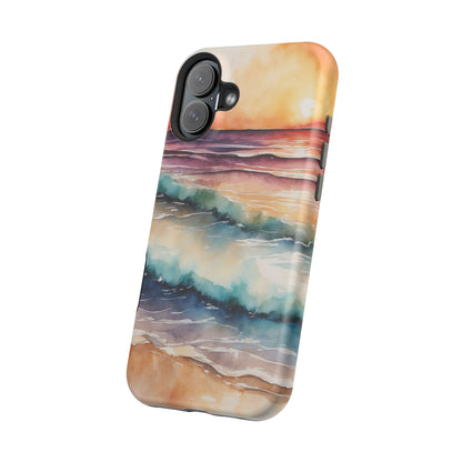 Sunset Waves MagSafe iPhone Case – Vibrant Watercolor Design