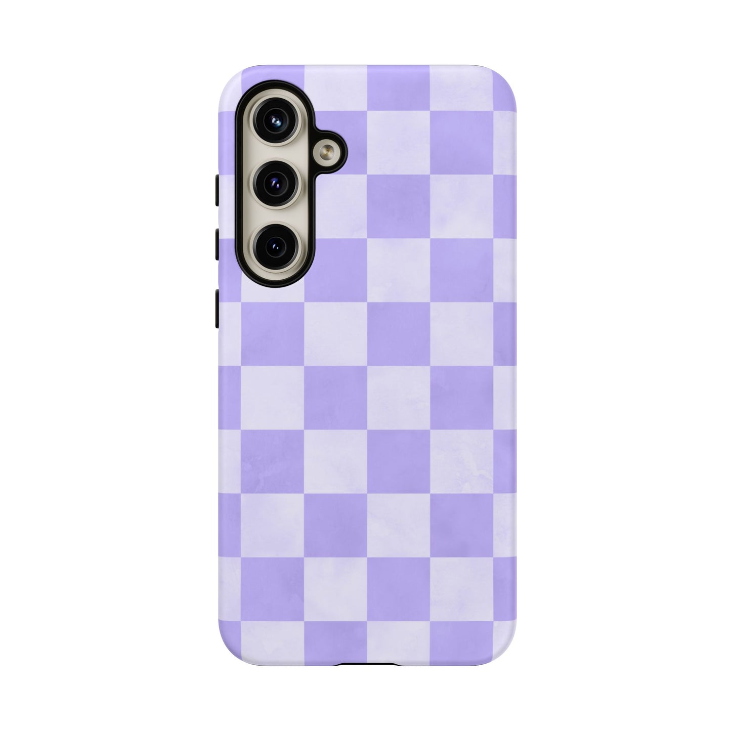 Lavender Checkerboard Samsung Galaxy Case – Shockproof, Smooth Matte Finish, Dual-Layer Design