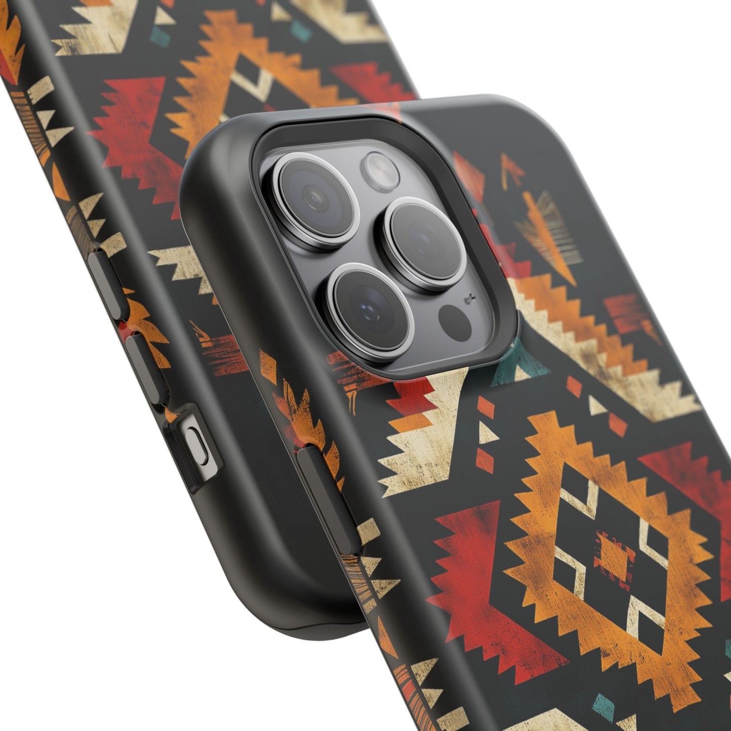 Southwestern Tribal Diamond Tough MagSafe iPhone Case – Bold Geometric Pattern, Dual-Layer Protection