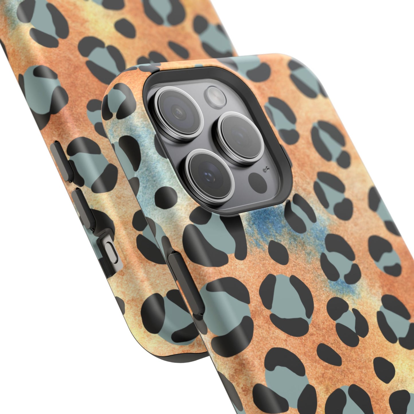 Sunset Watercolor Leopard Print Tough MagSafe iPhone Case – Artistic Animal Pattern with Dual-Layer Protection