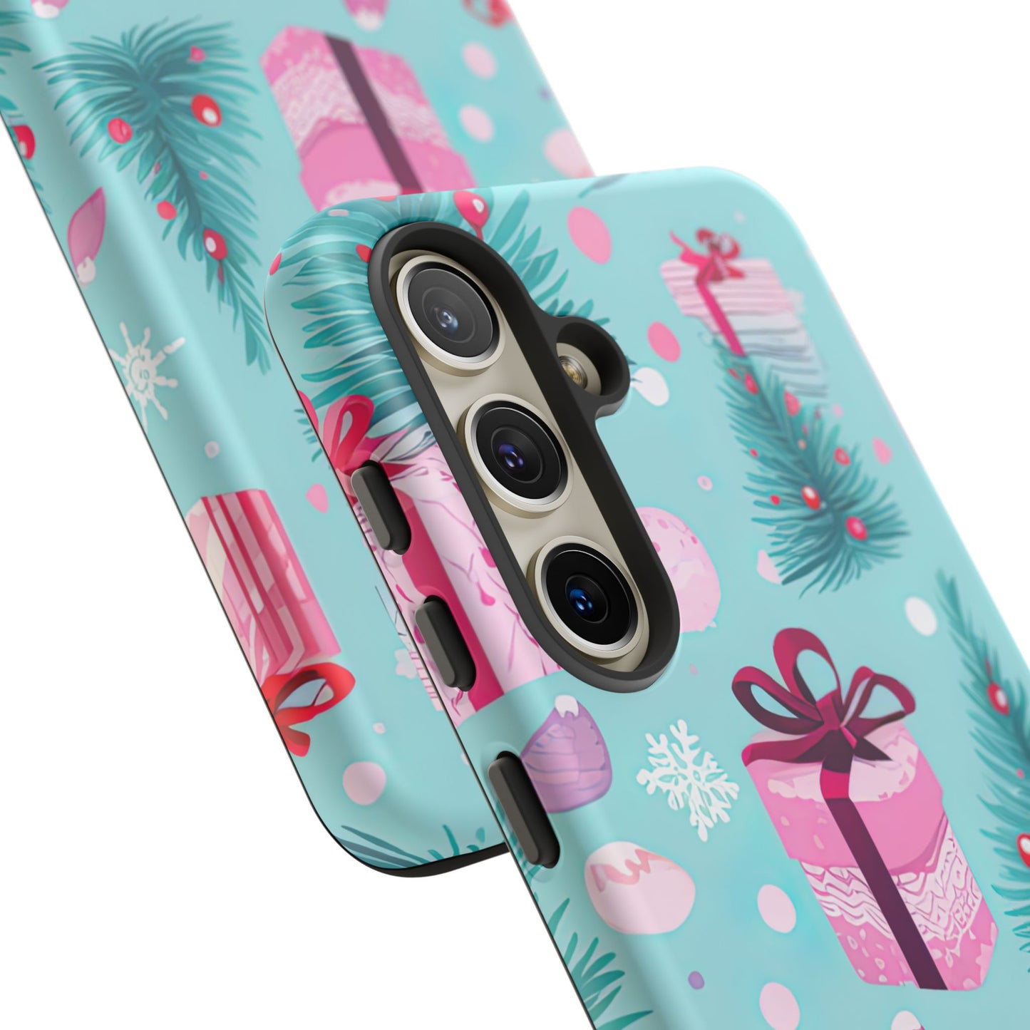 Festive Pink Christmas Gifts and Evergreen Samsung Galaxy Case – Holiday Theme, Protective Cover