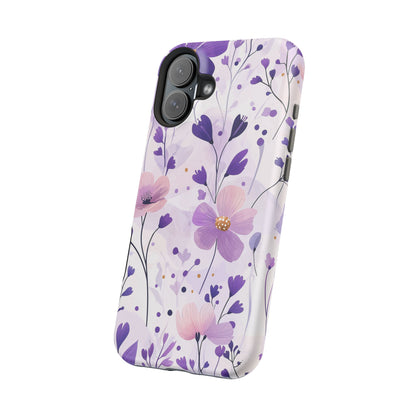 Purple Floral Bliss MagSafe iPhone Case – Delicate Blossom Design