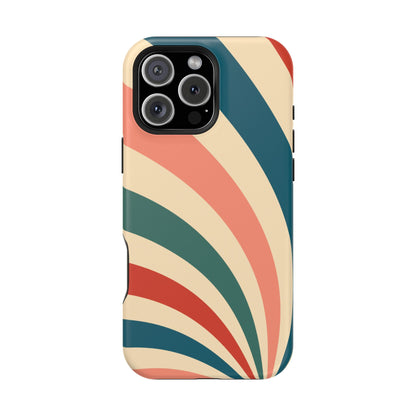 Retro Sunburst Swirl MagSafe iPhone Case – Dual-Layer Protection with Bold 70s Vibes