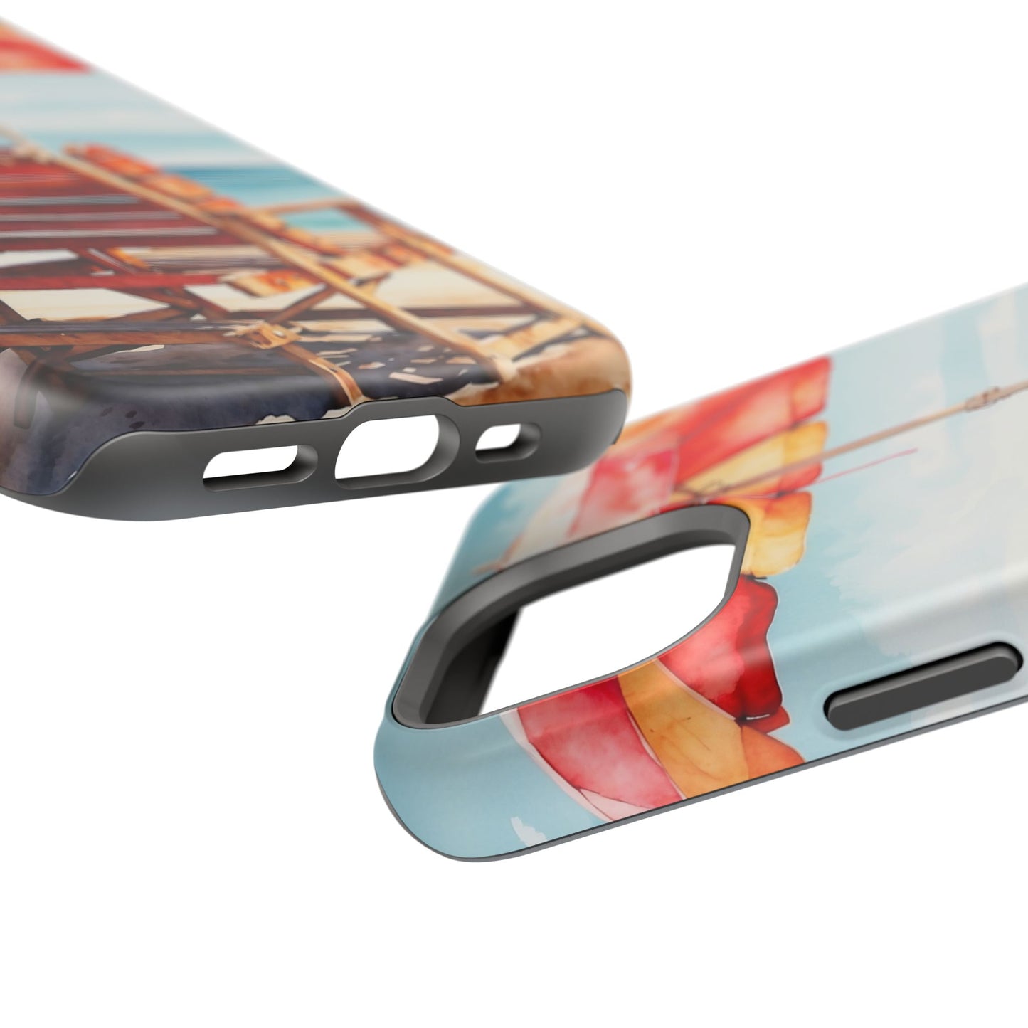 Beachfront Sunset Lounge MagSafe iPhone Case – Vibrant Watercolor Design