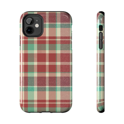 Red & Cream Vintage Plaid – Durable & Stylish iPhone Case