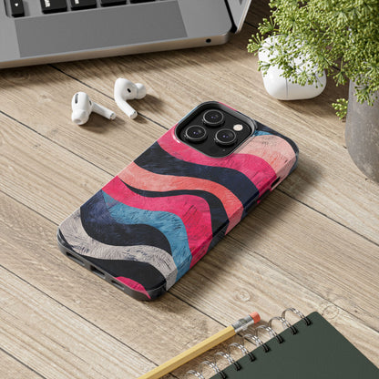 Abstract Wave Pattern iPhone Case – Shockproof, Matte Finish, Dual-Layer Protection