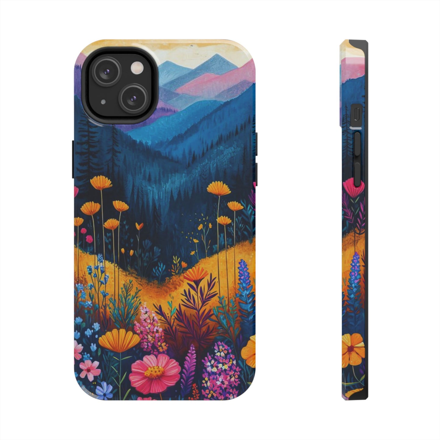 Vibrant Wildflower Mountain iPhone Case – Bold Nature Art, Dual - Layer Protection" - BOGO Cases