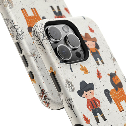 Cowboy Adventures Tough MagSafe iPhone Case – Cute Western Theme, Dual-Layer Protection