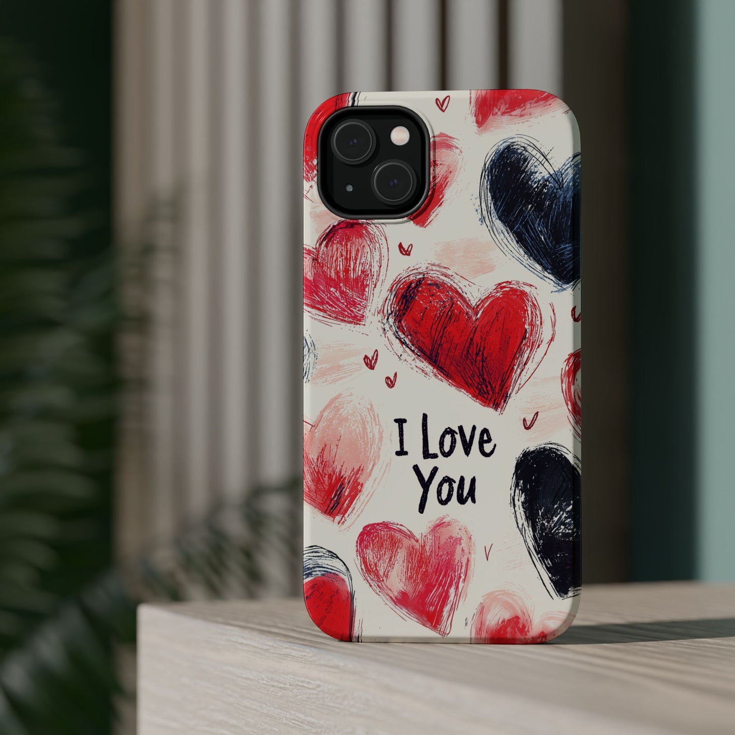 Brushstroke Hearts of Love "I Love You" - MagSafe Compatible Case