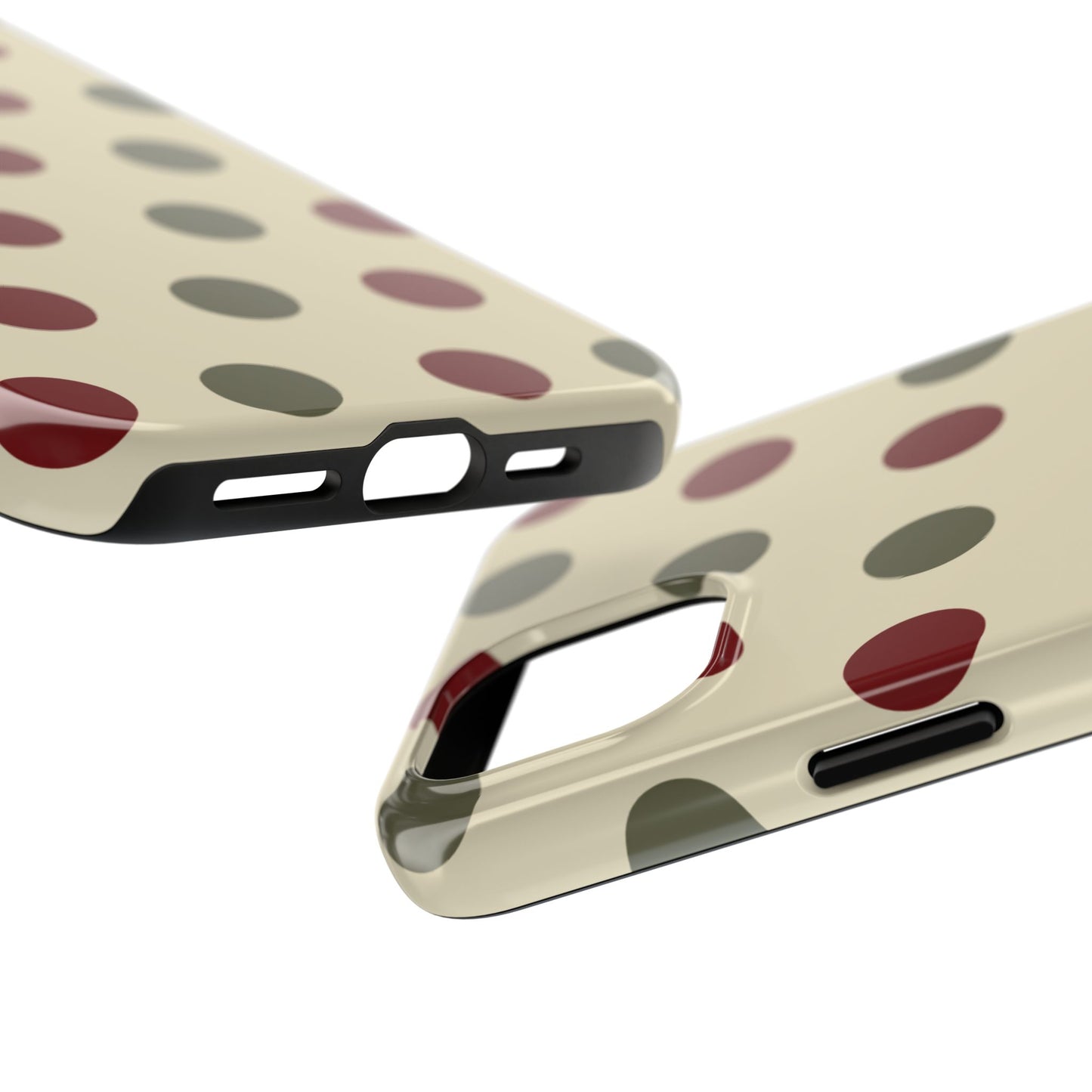 Red & Green Polka Dots on Cream – iPhone Case