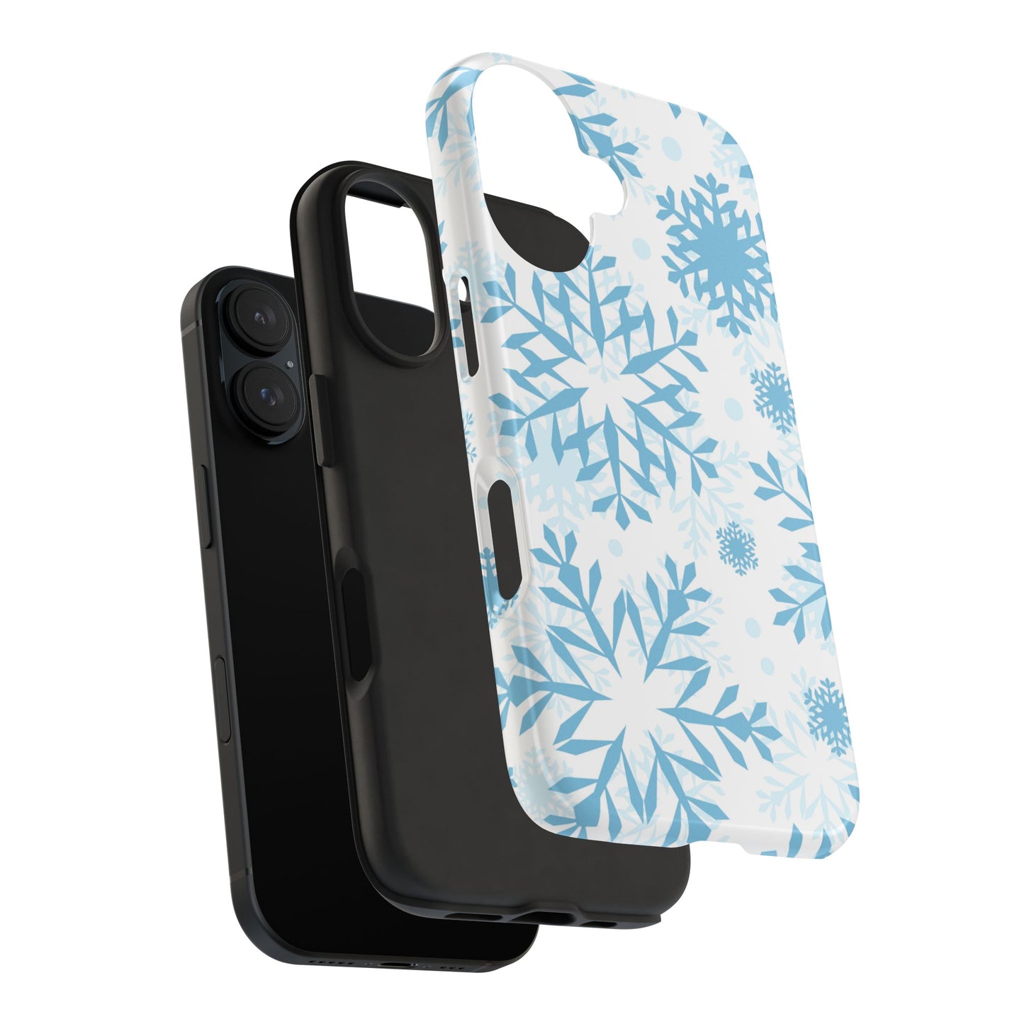 Frosty Blue Snowflakes iPhone Case – Shockproof, Smooth Matte Finish, Dual-Layer Design