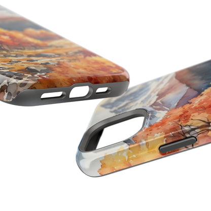 Watercolor Autumn Forest and Mountains - MagSafe iPhone Case