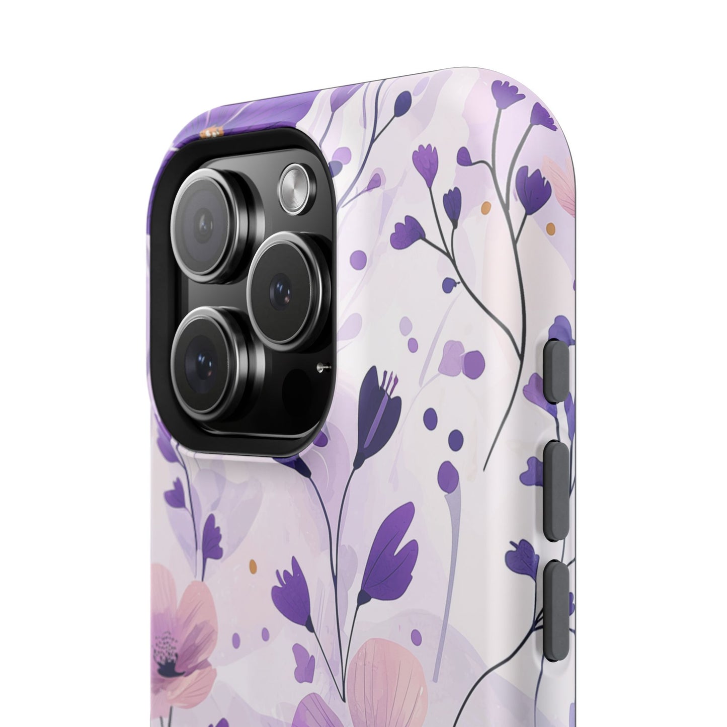 Purple Floral Bliss MagSafe iPhone Case – Delicate Blossom Design