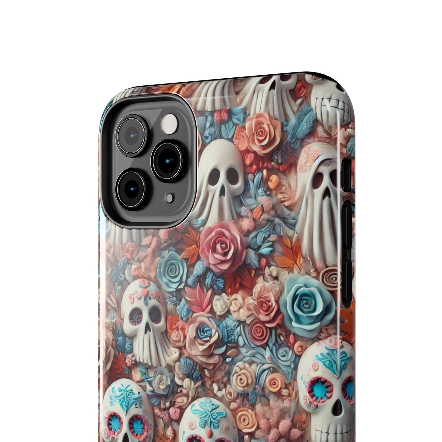 Day of the Dead Floral Skull iPhone Case - Colorful Protective Cover - Halloween Spooky Autumn Case