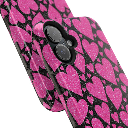 Glitter Hearts MagSafe iPhone Case