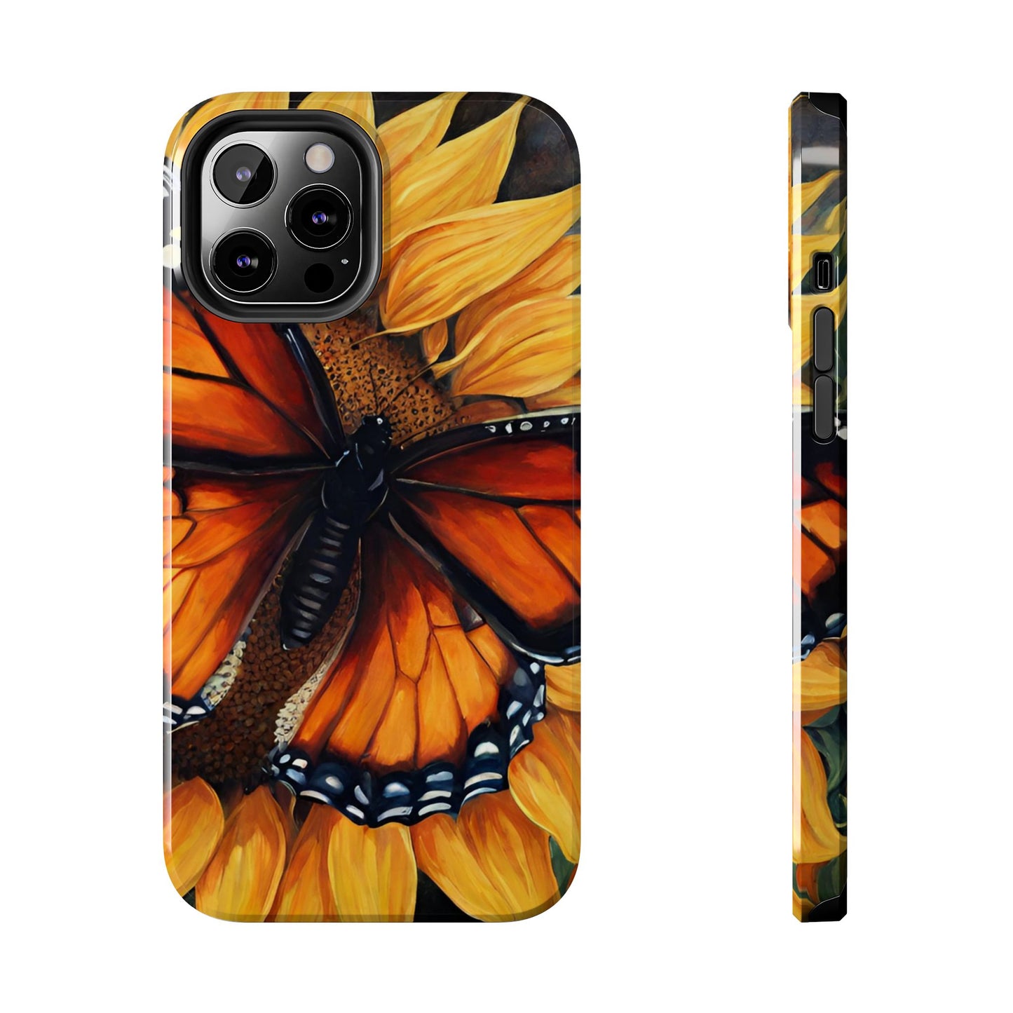 Monarch Butterfly & Sunflower Art – iPhone Case