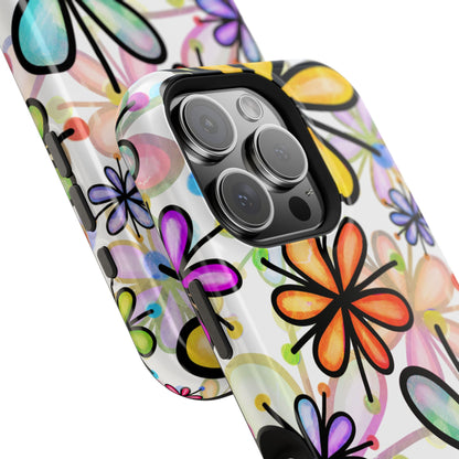 Retro Floral Pop MagSafe iPhone Case – Ultra-Slim Design, High-Gloss Finish