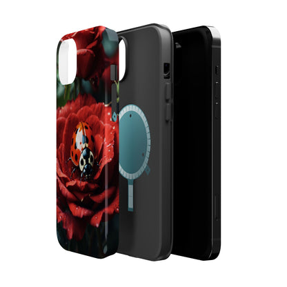 Elegant Rose & Ladybug Charm - MagSafe iPhone Case