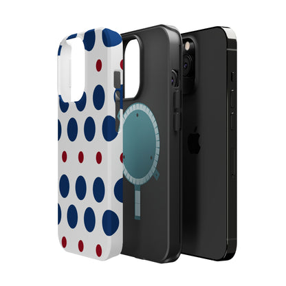 Bold Navy & Red Polka Dot Pattern – MagSafe iPhone Case