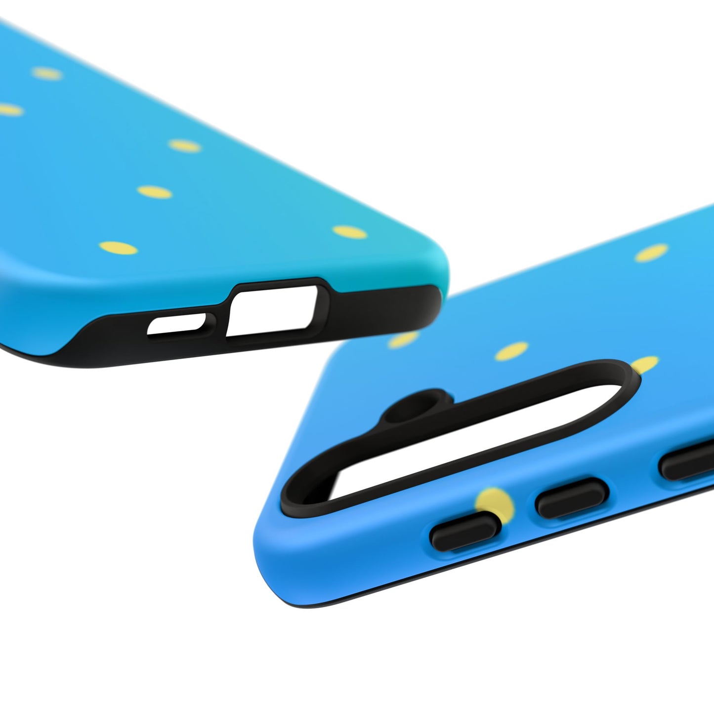 Blue Ocean Gradient Polka Dots Samsung Galaxy Case – Shockproof, Smooth Matte Finish, Dual-Layer Design